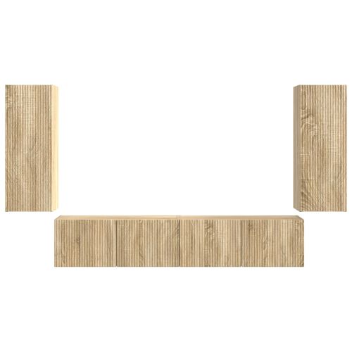 Комплект за стена на телевизор 4 pcs Сонома дъб Инженерно дърво