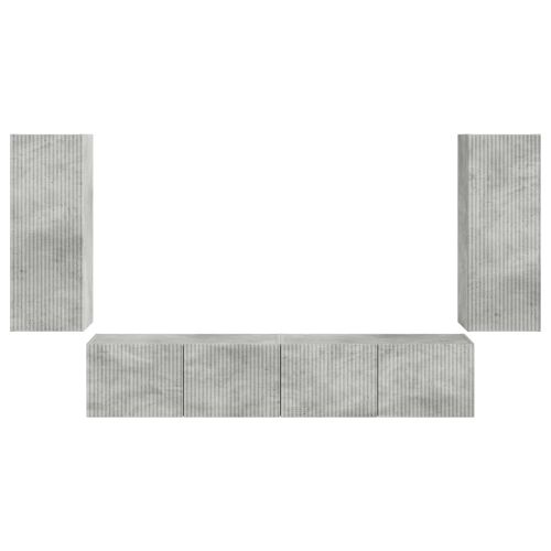 Комплект за стена на телевизор 4 pcs Циментено сиво