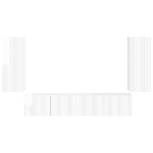 Комплект за стена на телевизор 4 pcs Лъскаво бяло