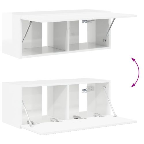 Комплект за стена на телевизор 4 pcs Лъскаво бяло