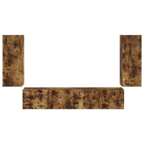 Комплект за стена на телевизор 4 pcs Димян дъб Инженерно дърво