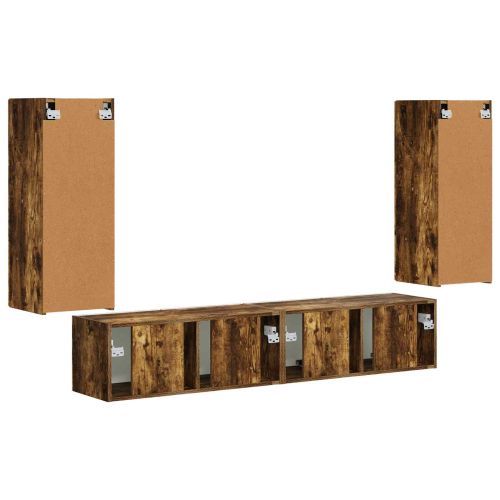 Комплект за стена на телевизор 4 pcs Димян дъб Инженерно дърво