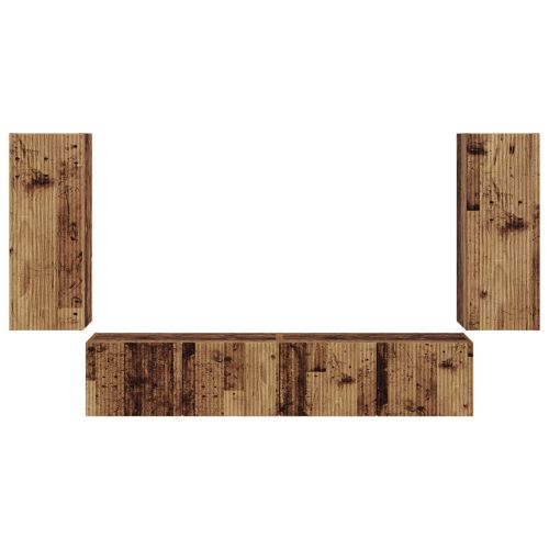 Комплект за стена на телевизор 4 pcs Старо дърво
