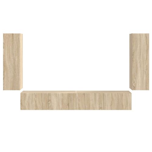 Комплект за стена на телевизор 4 pcs Сонома дъб Инженерно дърво