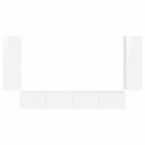 Комплект за стена на телевизор 4 pcs Лъскаво бяло