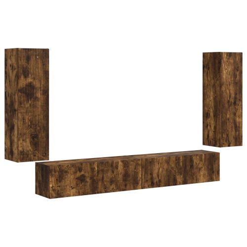 Комплект за стена на телевизор 4 pcs Димян дъб Инженерно дърво