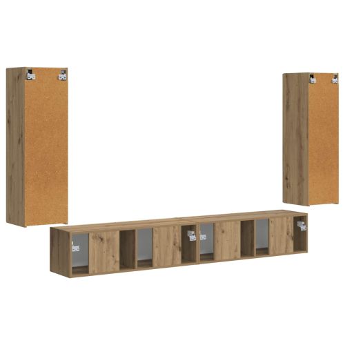 Комплект за стена на телевизор 4 pcs Дъб Инженерно дърво