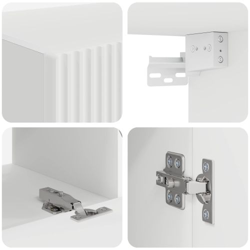 Комплект за стена на телевизор 4 pcs Бяло Инженерно дърво