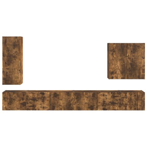 Комплект за стена на телевизор 6 pcs Димян дъб