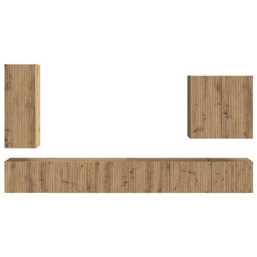 Комплект за стена на телевизор Монтиране на стена 6 pcs Дъб