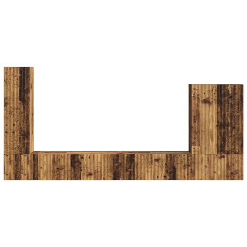 Комплект за стена на телевизор 6 pcs Старо дърво