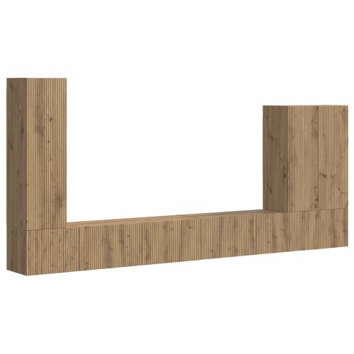 Комплект за стена на телевизор Монтиране на стена 6 pcs Дъб