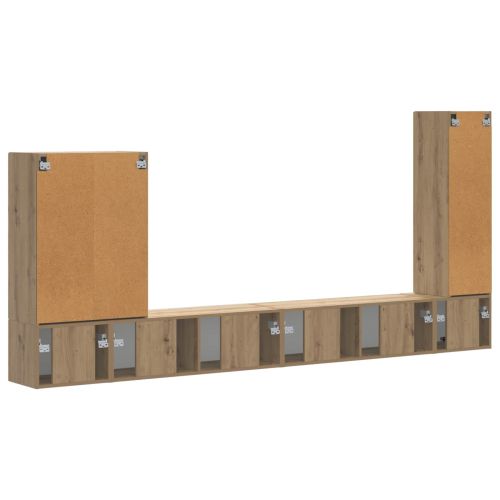 Комплект за стена на телевизор Монтиране на стена 6 pcs Дъб