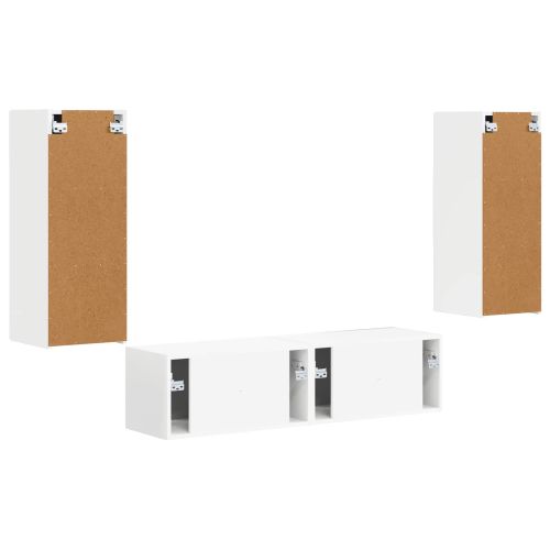 Комплект ТВ шкаф Монтиране на стена 2 pcs Бяло Инженерно дърво