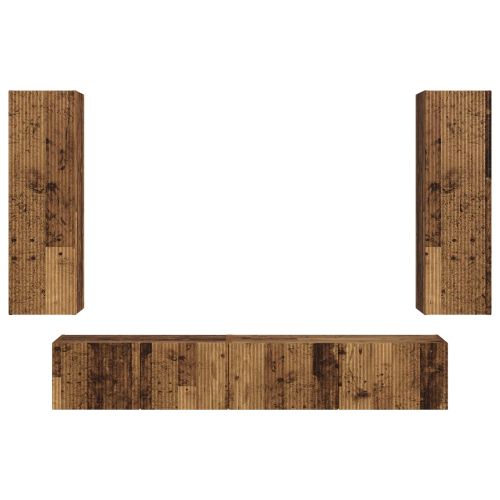 Комплект ТВ шкаф 3 pcs Старо дърво Инженерно дърво