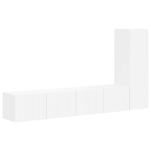 Комплект ТВ шкаф Монтиране на стена 3 pcs Бяло Инженерно дърво