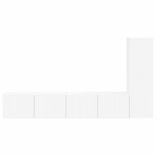 Комплект ТВ шкаф Монтиране на стена 3 pcs Бяло Инженерно дърво