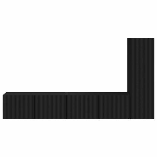 Комплект ТВ шкаф Монтиране на стена 3 pcs Черно Инженерно дърво