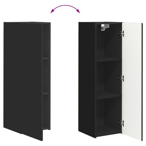 Комплект ТВ шкаф Монтиране на стена 4 pcs Черно Инженерно дърво