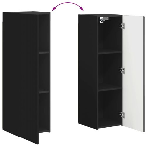 Комплект ТВ шкаф Монтиране на стена 4 pcs Черно Инженерно дърво