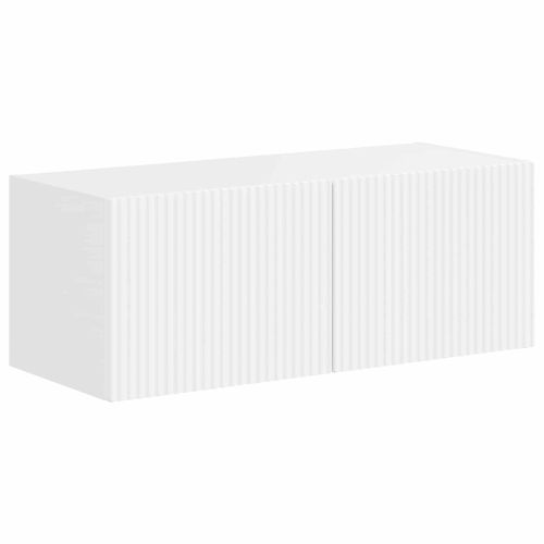 Комплект ТВ шкаф 4 pcs Лъскаво бяло Инженерно дърво