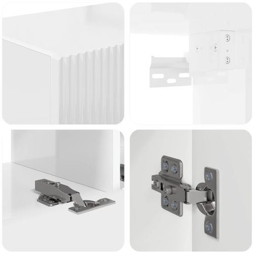 Комплект ТВ шкаф 4 pcs Лъскаво бяло Инженерно дърво