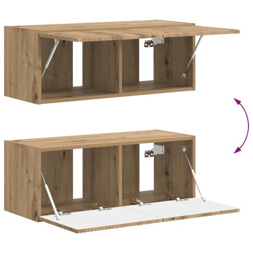 Комплект ТВ шкаф Монтиране на стена 4 pcs Дъб Инженерно дърво