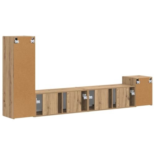 Комплект ТВ шкаф Монтиране на стена 3 pcs Дъб Инженерно дърво