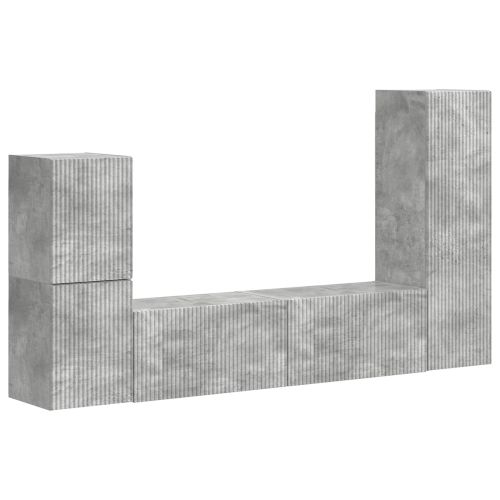 Комплект ТВ шкаф 4 pcs Циментено сиво Инженерно дърво
