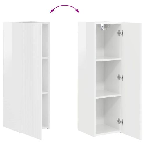 Комплект ТВ шкаф 4 pcs Лъскаво бяло Инженерно дърво