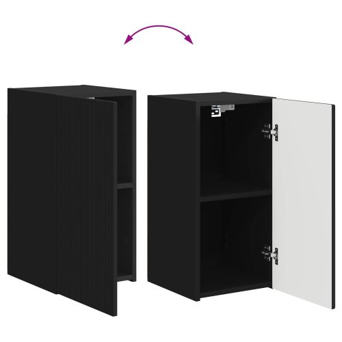 Комплект ТВ шкаф Монтиране на стена 4 pcs Черно Инженерно дърво