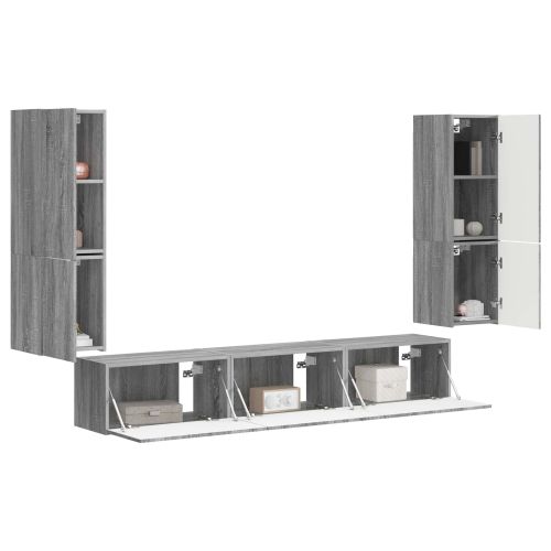 Комплект ТВ шкаф 4 pcs Сив Сонома Инженерно дърво