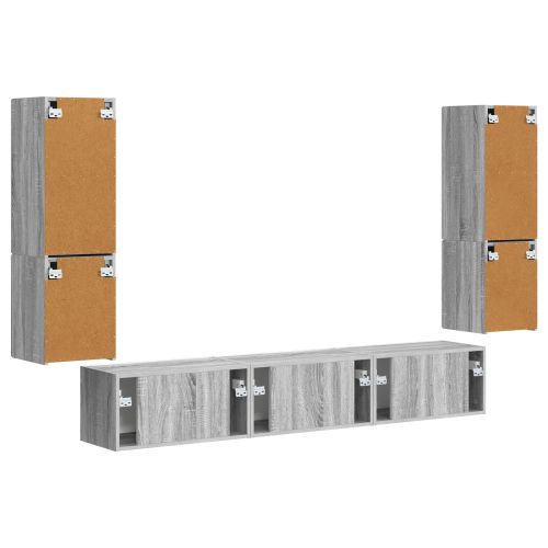 Комплект ТВ шкаф 4 pcs Сив Сонома Инженерно дърво