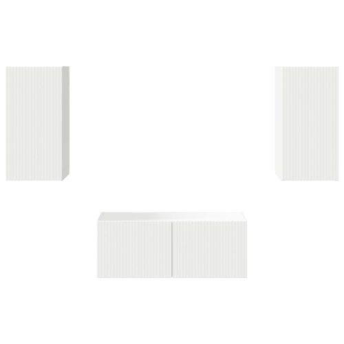 Комплект ТВ шкаф Монтиране на стена 6 pcs Бяло Инженерно дърво