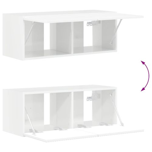 Комплект ТВ шкаф 6 pcs Лъскаво бяло Инженерно дърво