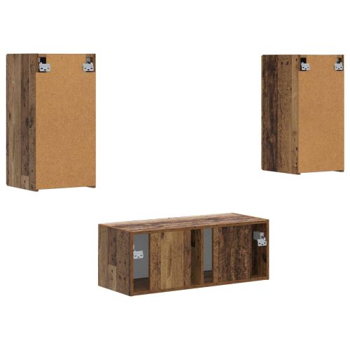 Комплект ТВ шкаф 6 pcs Старо дърво Инженерно дърво