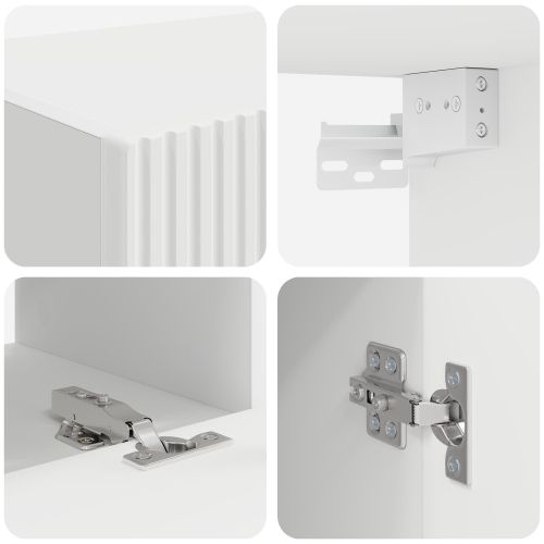 Комплект ТВ шкаф Монтиране на стена 5 pcs Бяло Инженерно дърво