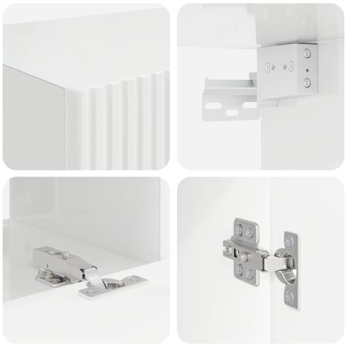 Комплект ТВ шкаф 5 pcs Лъскаво бяло Инженерно дърво