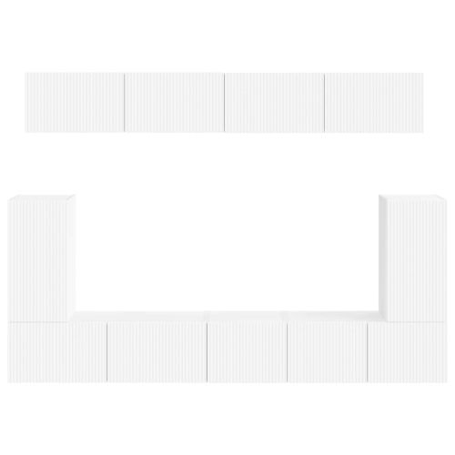 Комплект ТВ шкаф Монтиране на стена 5 pcs Бяло Инженерно дърво