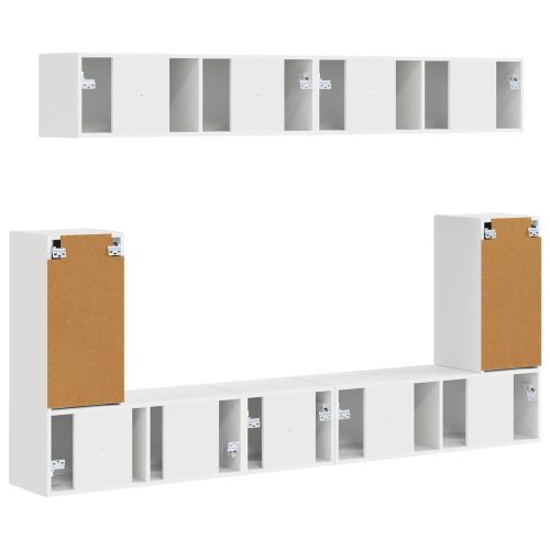 Комплект ТВ шкаф Монтиране на стена 5 pcs Бяло Инженерно дърво