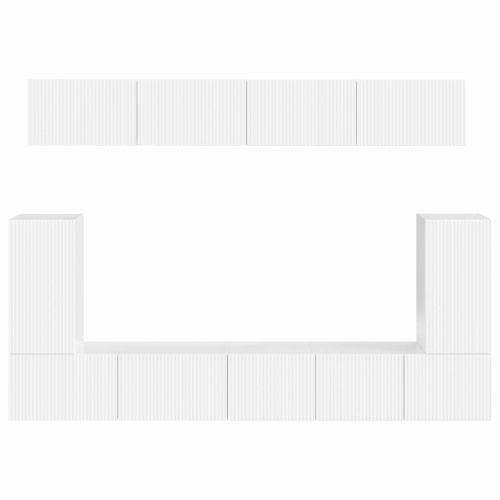 Комплект ТВ шкаф 5 pcs Лъскаво бяло Инженерно дърво