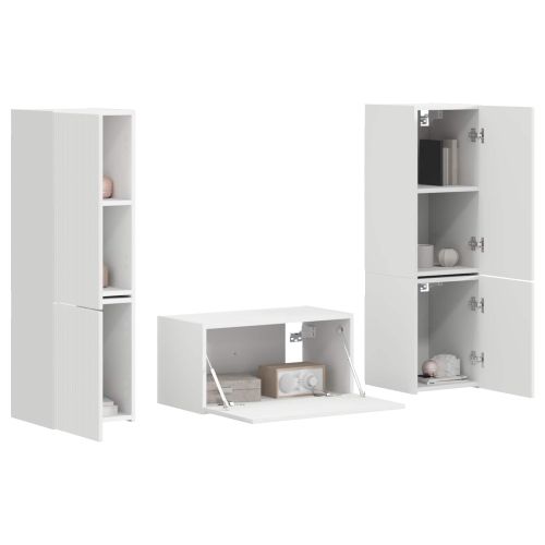 Комплект ТВ шкаф 5 pcs Бяло Инженерно дърво