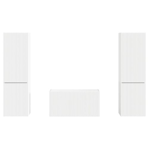 Комплект ТВ шкаф 5 pcs Бяло Инженерно дърво