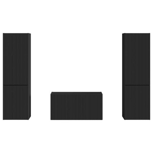 Комплект ТВ шкаф 5 pcs Черно Инженерно дърво