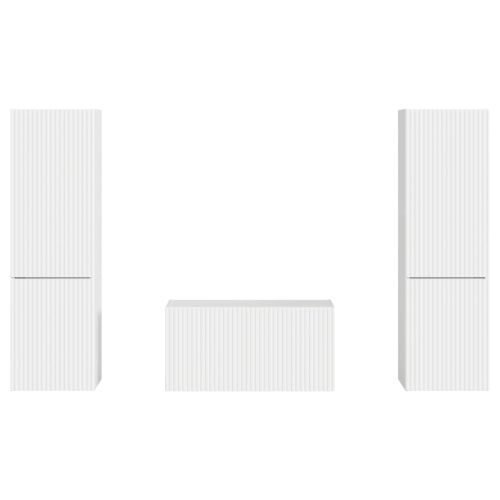 Комплект ТВ шкаф 5 pcs Лъскаво бяло Инженерно дърво