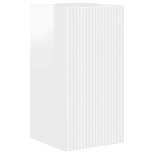 Комплект ТВ шкаф 6 pcs Лъскаво бяло Инженерно дърво