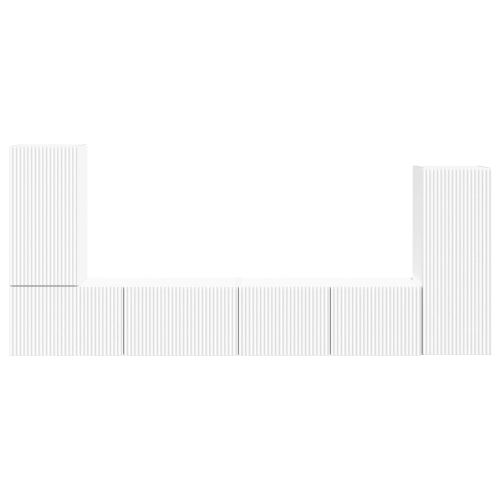 Комплект ТВ шкаф 4 pcs Бяло Инженерно дърво