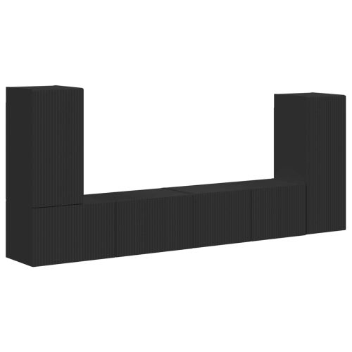 Комплект ТВ шкаф 4 pcs Черно Инженерно дърво