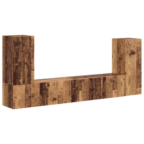 Комплект ТВ шкаф 4 pcs Старо дърво Инженерно дърво