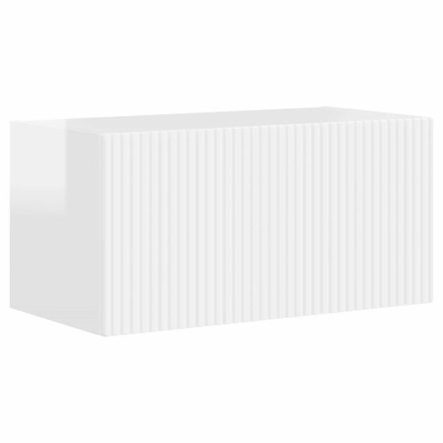 Комплект ТВ шкаф 6 pcs Лъскаво бяло Инженерно дърво